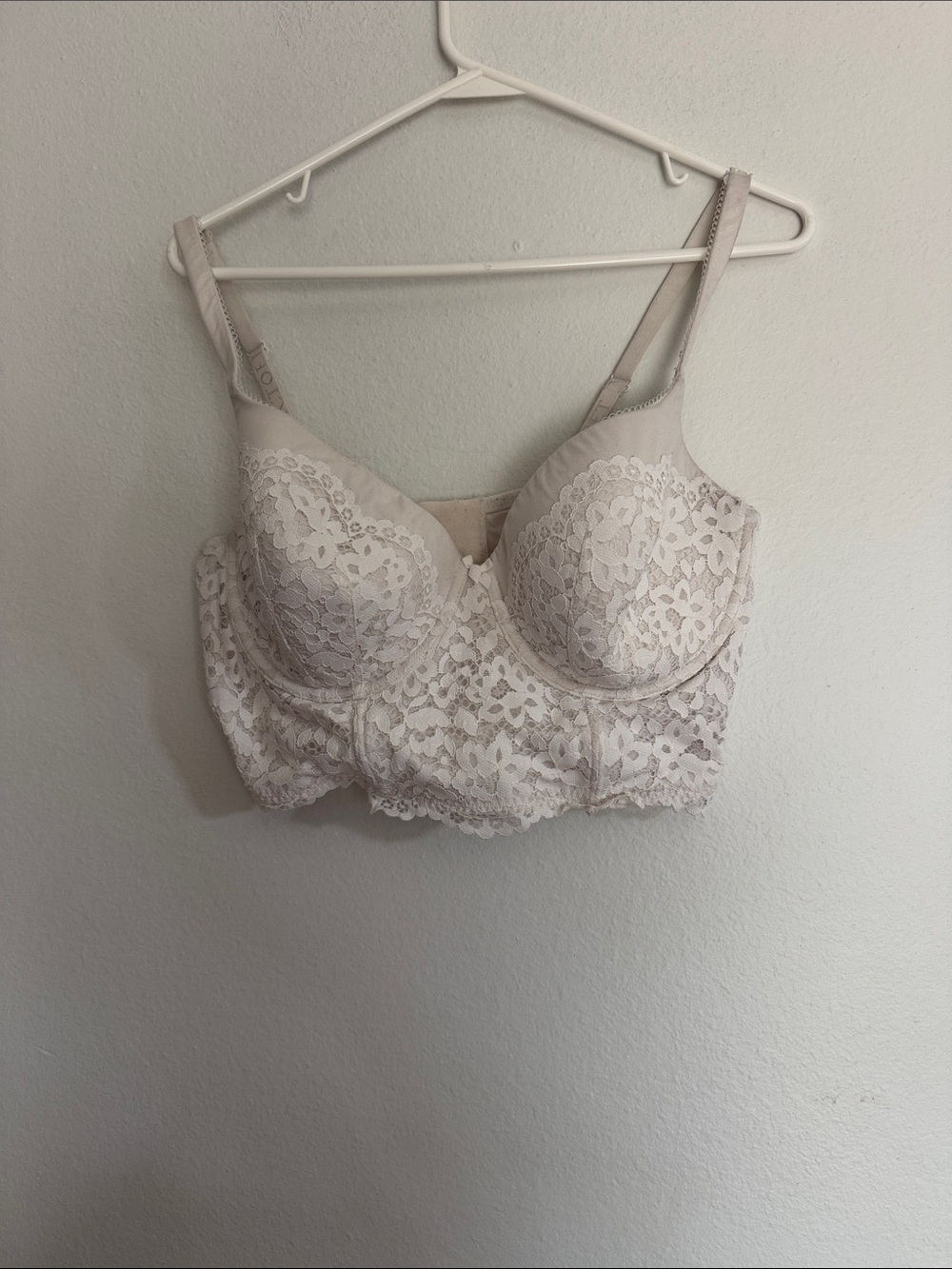 Victoria's Secret Lace Longline Bra - Light Cream